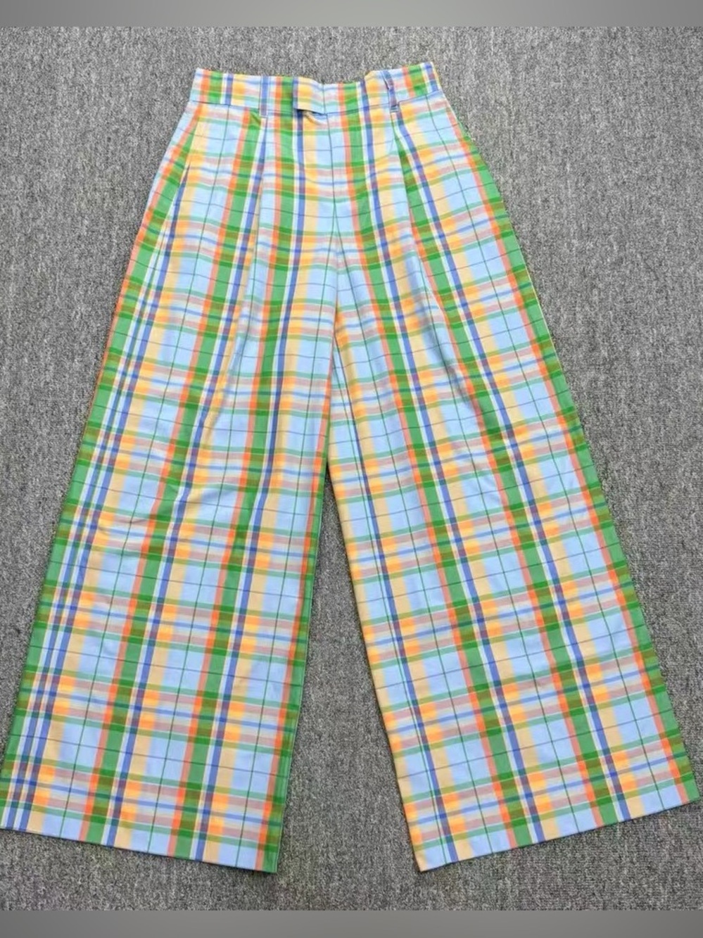 Kate Spade Sunshine Madras Pants Wide-Leg Plaid, XS S M - Picture 5 of 8